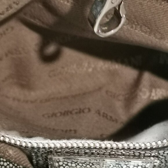 Olive/Cream/Silver Stingray Calfskin Satchel EUC #266 - Picture 12 of 15